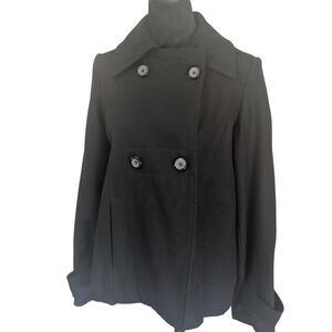 FOREVER ORCHID Wool Blend Pea Coat Black Goth 90s Academic Chic 14/16